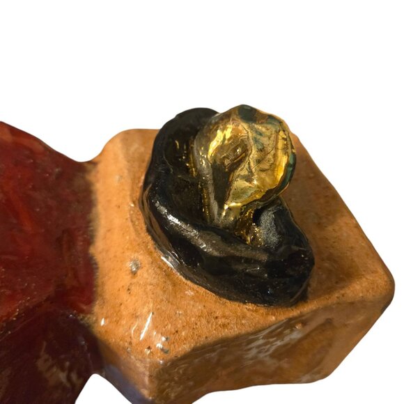 Golden Tongue Abstract Sculpture Handcrafted Vase Vessel OOAK Modern Art - Picture 11 of 16